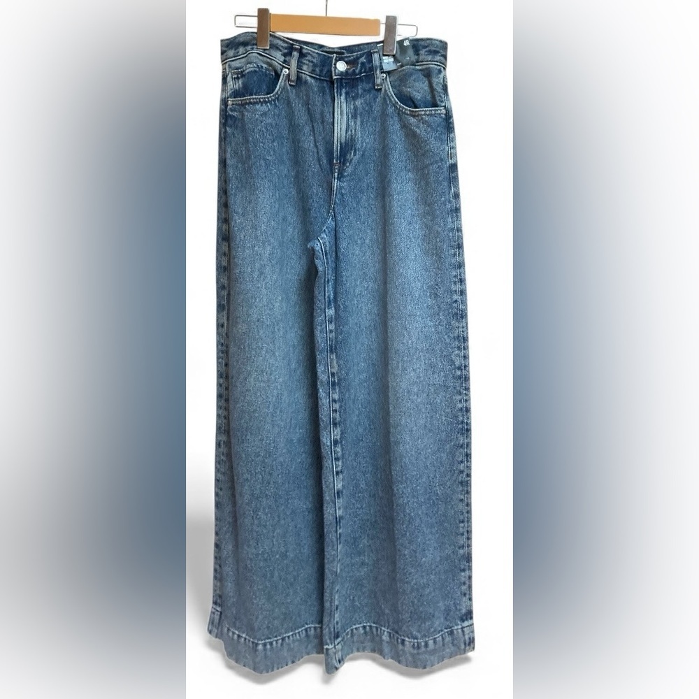 NWT Express Women's High Rise Wide Leg Jeans Size 4R Blue Lyocell Cotton Blend
